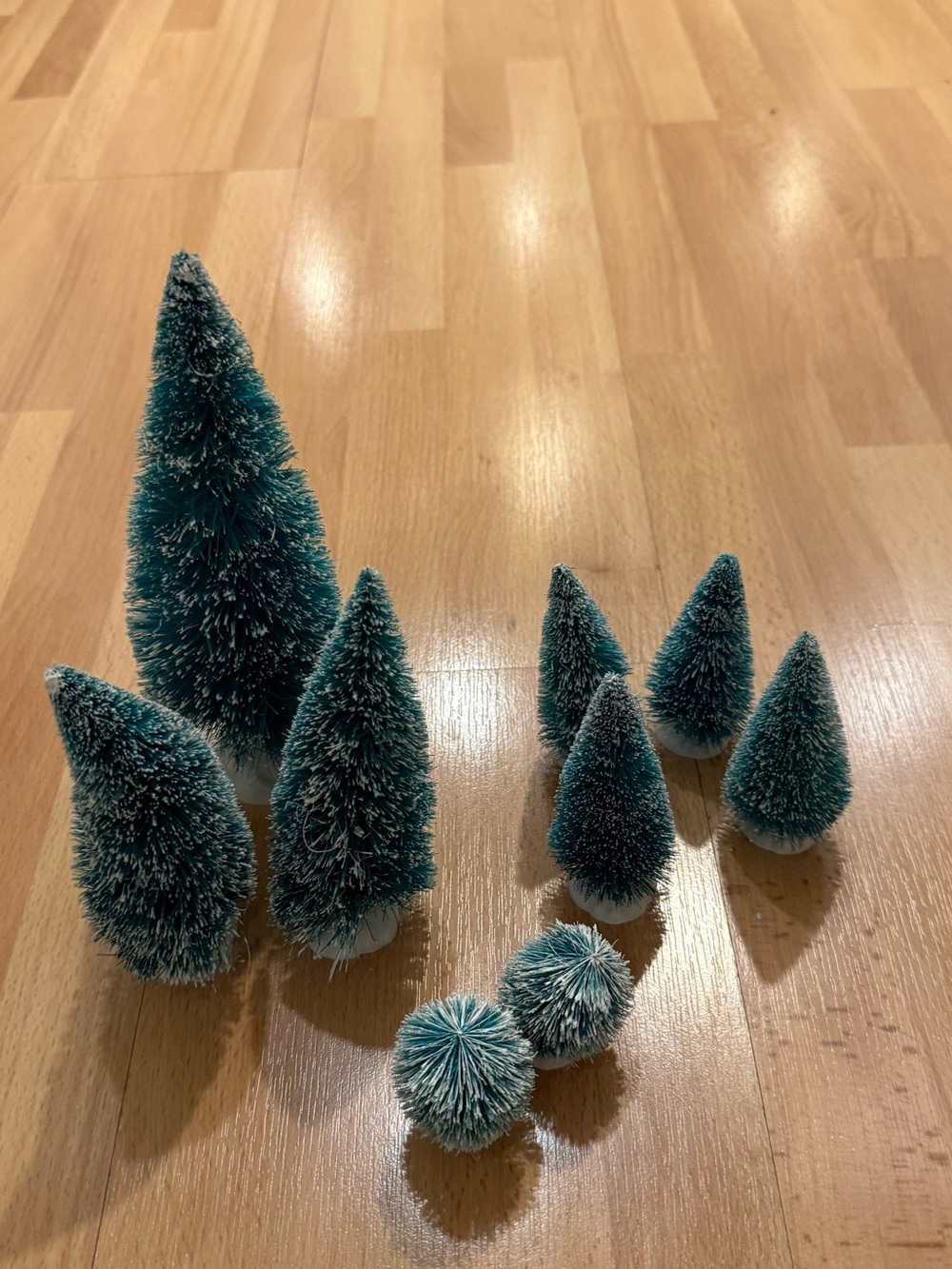 Green Bottle Brush Mini Tree Set - Holiday Home Décor perfect for villages!